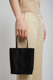 Cecily black satin tote bag