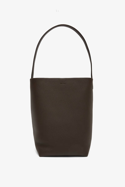 Medium N/S deep brown leather tote bag