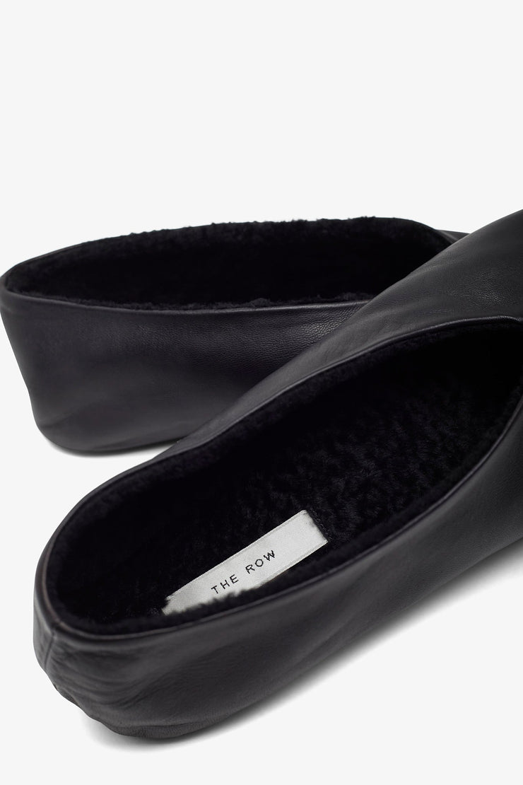 Stella black shearling flats