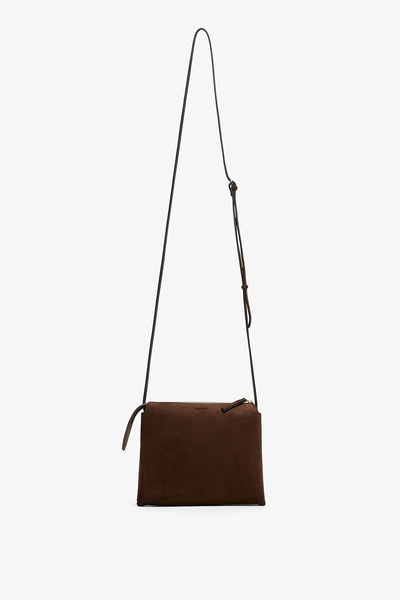 Nu Mini Twin brown suede crossbody bag