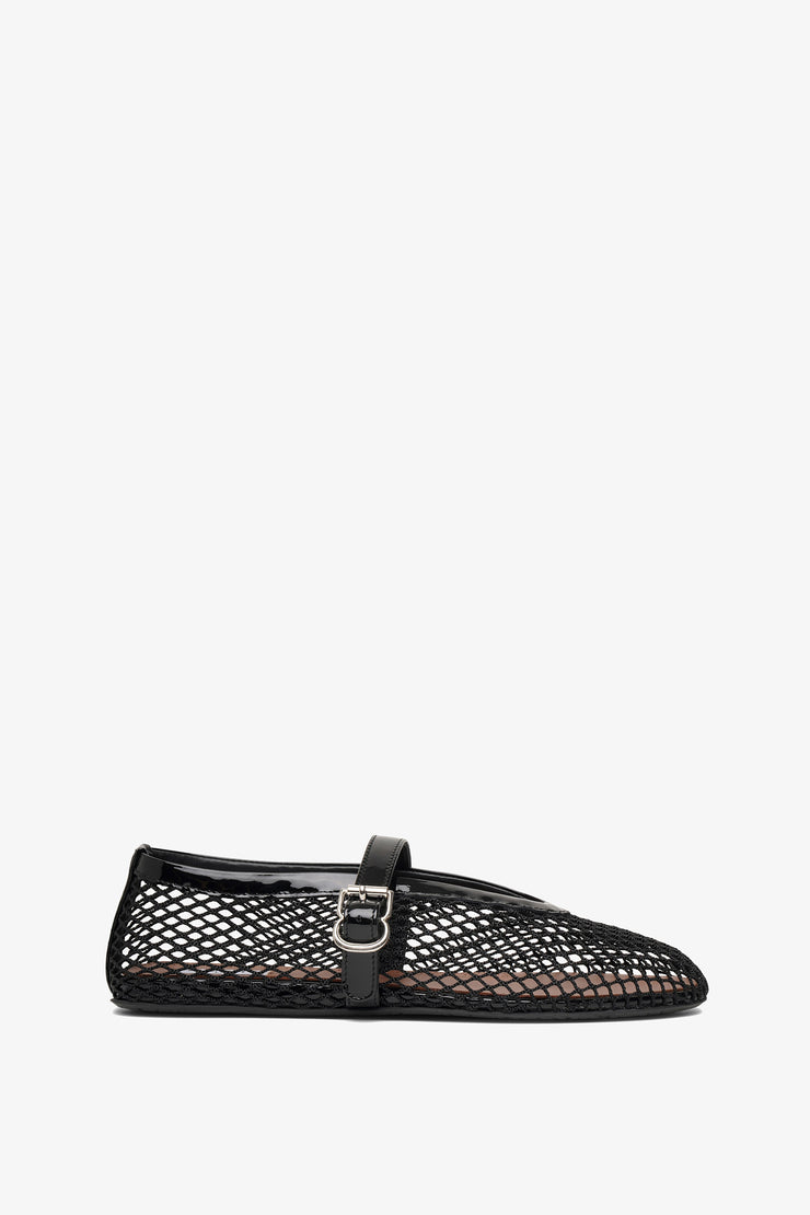 Black mesh ballet flats