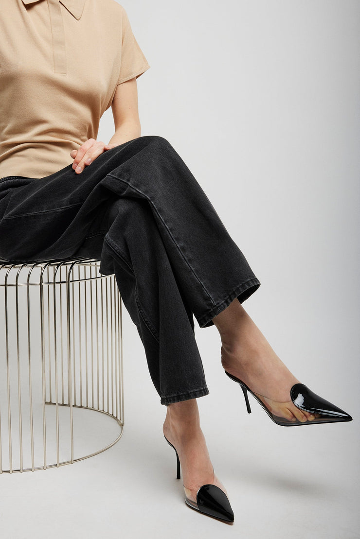 Coeur abstrait patent leather mules