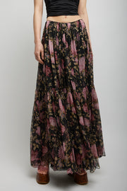 Black flower maxi skirt