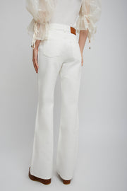 High-rise white denim flare jeans