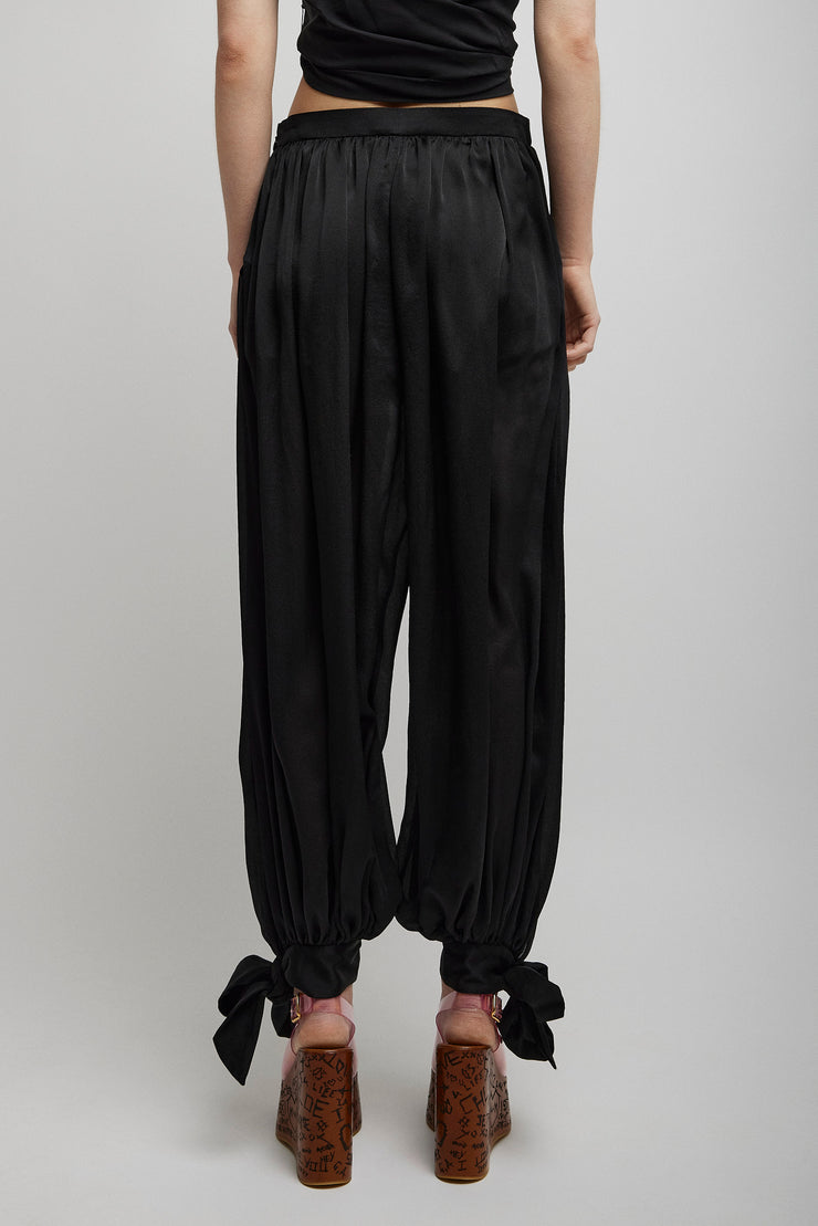 Fluid pleated silk charmeuse pants