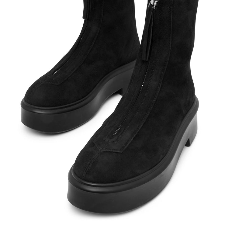 Zipped I black suede ankle boots