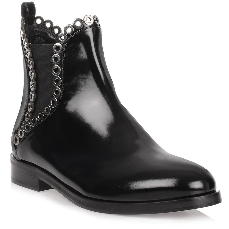 Black shiny calf eyelet Chelsea boot