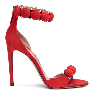 Red suede bomb sandals