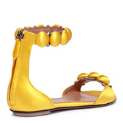 Yellow satin bomb flat sandals