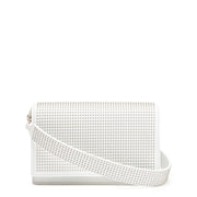 White leather studded cross-body bag