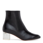 Black 50 leather plexi heel ankle boots