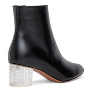 Black 50 leather plexi heel ankle boots