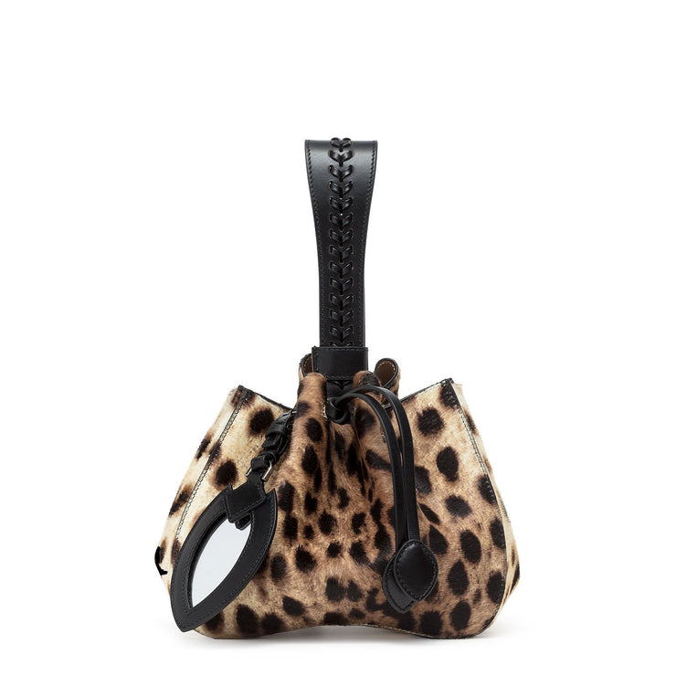 Leopard printed pony bucket bag