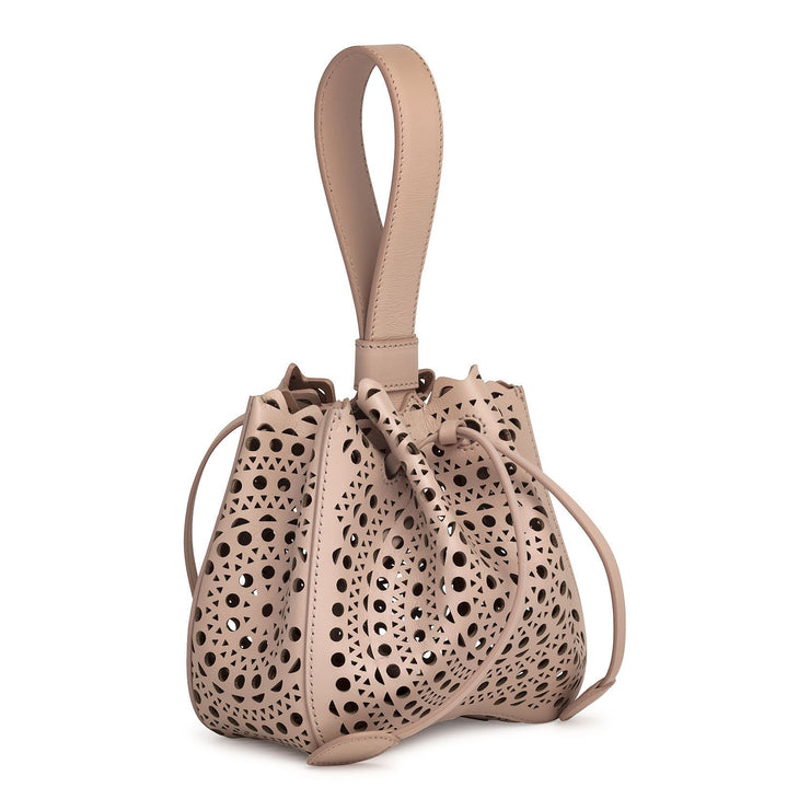 Rose-Marie Mini light beige laser-cut bucket bag