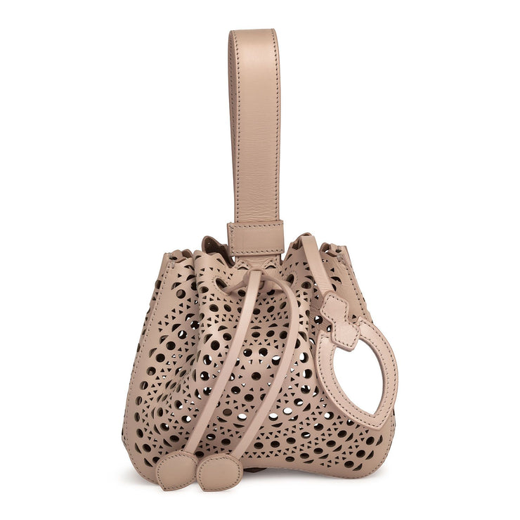 Rose-Marie Mini light beige laser-cut bucket bag