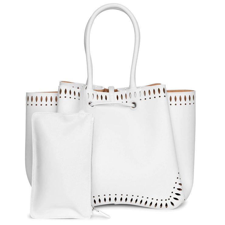 Angele 25 white leather tote bag