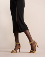 La Bombe gold leather sandals