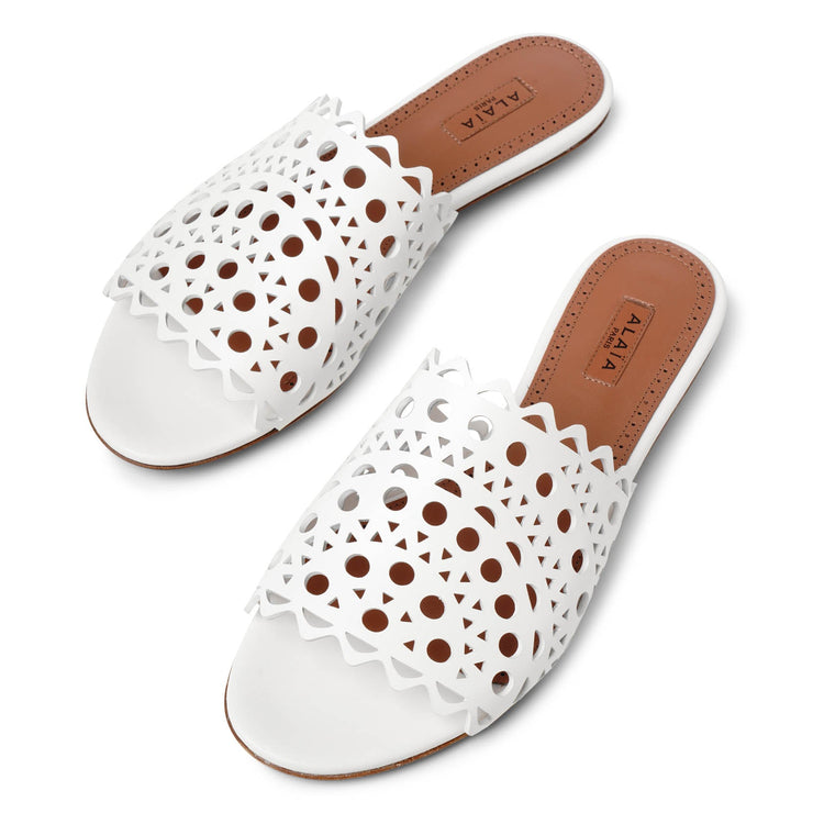 Vienne white leather mules