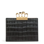 Four Ring Pouch black leather clutch