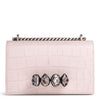 Jewelled pale rose croco satchel