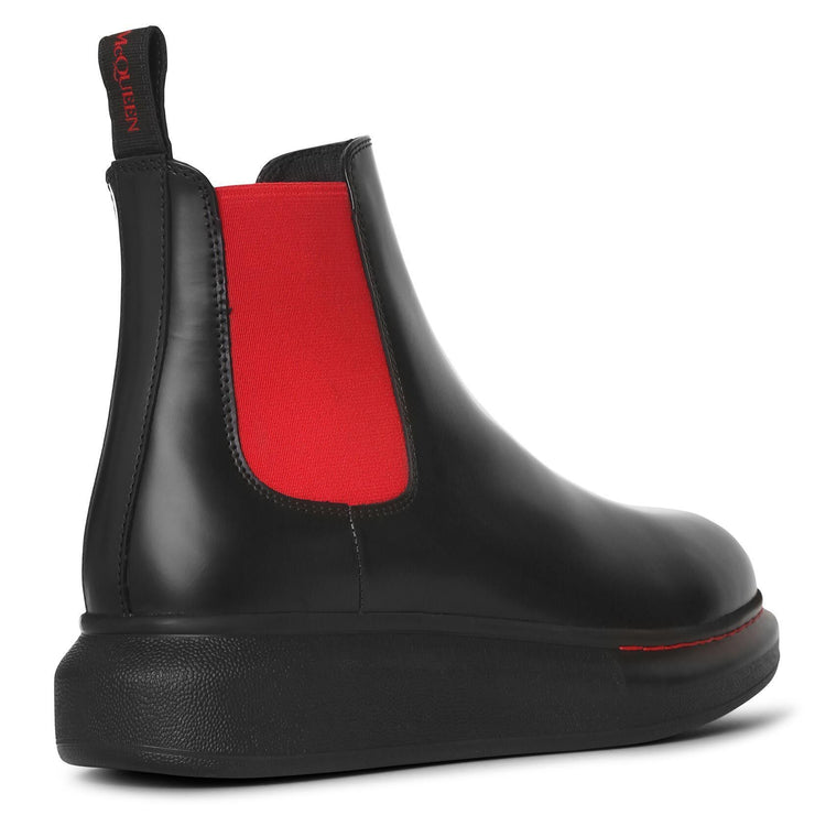 Black and red hybrid chelsea boots