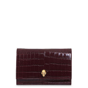 Mini skull burgundy clutch