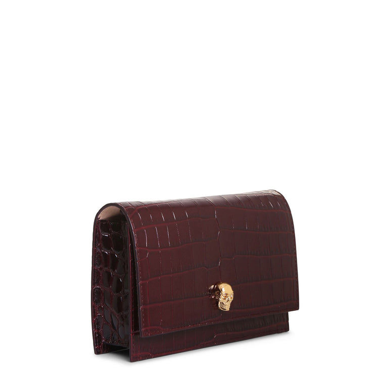 Mini skull burgundy clutch