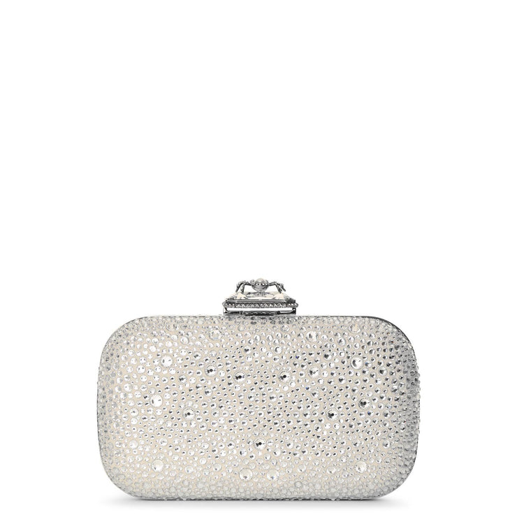 Spider crystal suede clutch