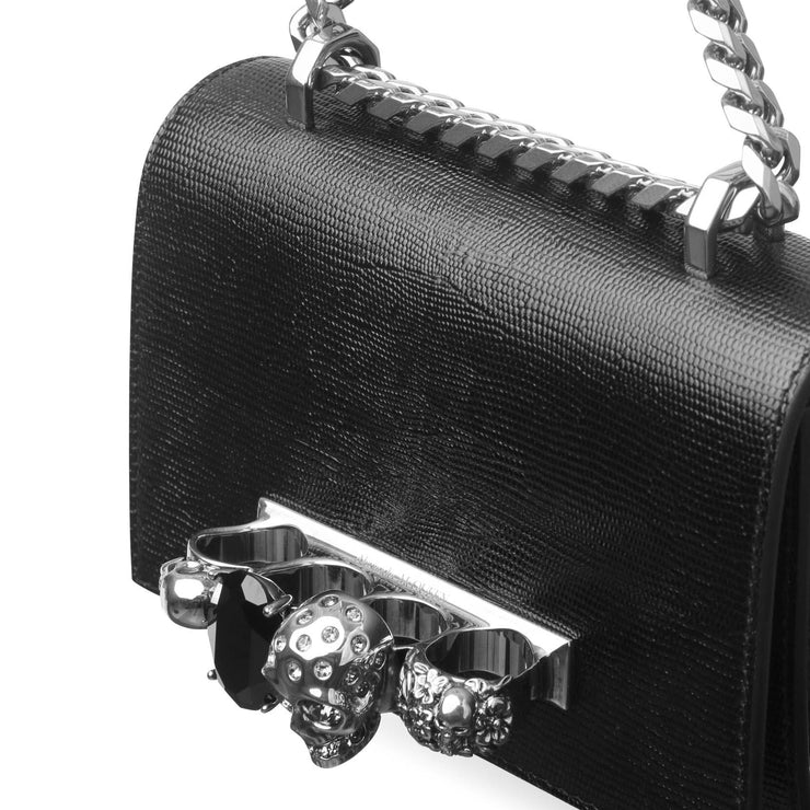 Mini Jewelled black and silver satchel