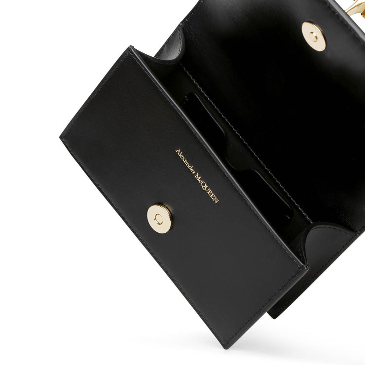 Mini Jewelled black and gold satchel