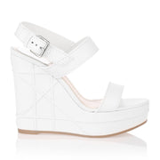Yacht white leather wedge sandal