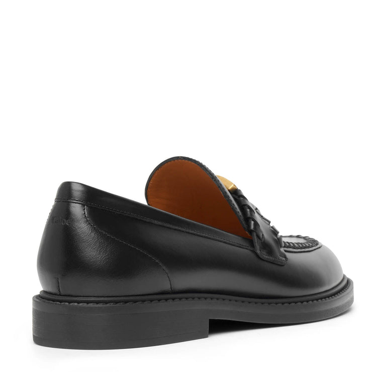 Marcie black leather loafers