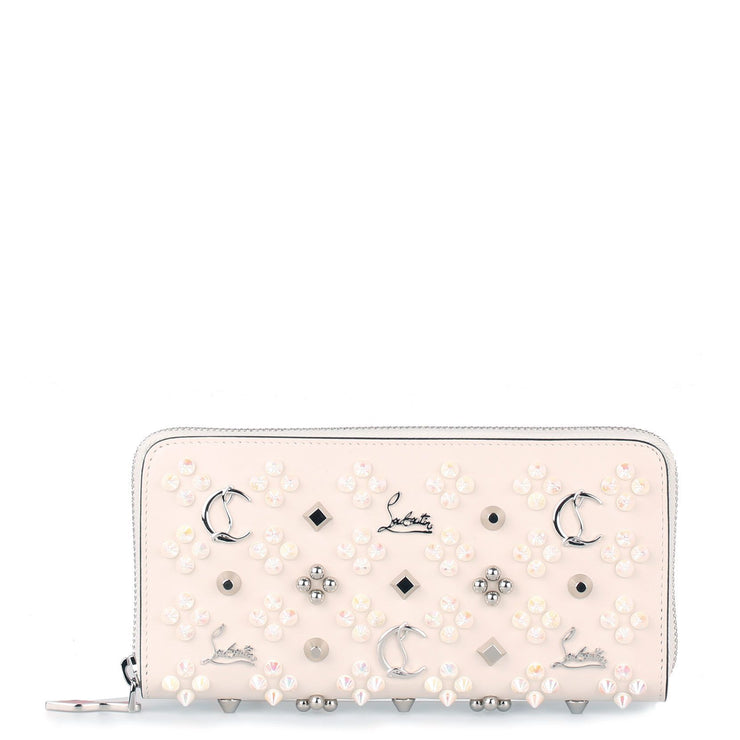 Panettone ivory leather logo studded wallet