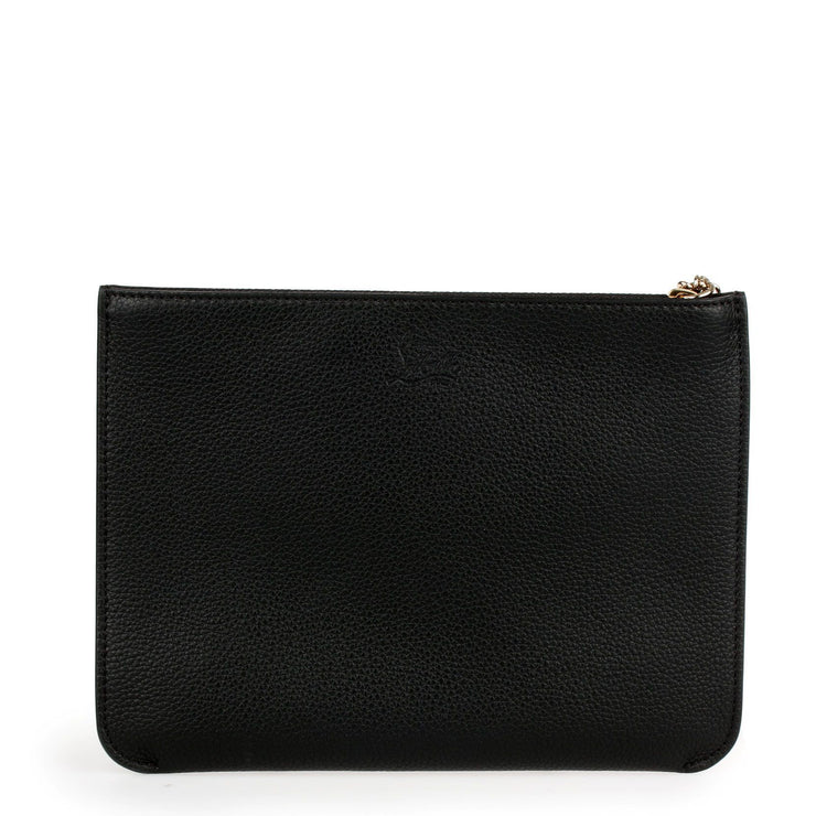 Loubicute black leather pouch