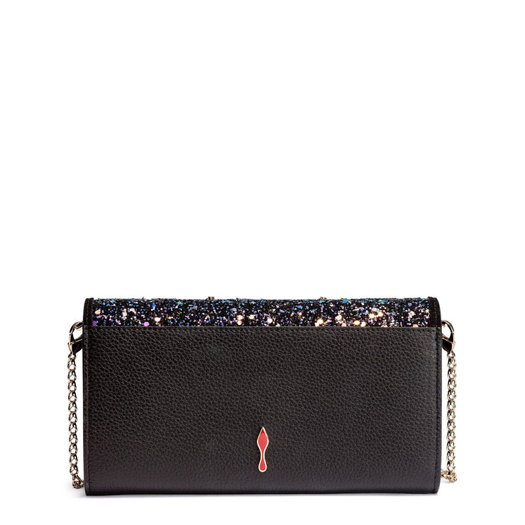 Boudoir beaded black leather chain wallet