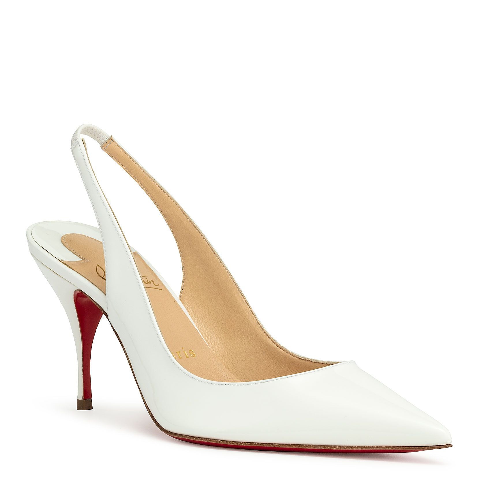 Clare sling 80 patent white pumps