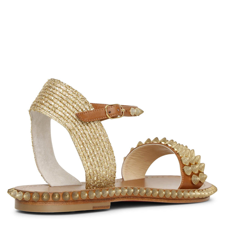 Cordorella spiked flat leather sandals