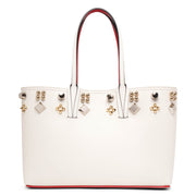 Cabata small spikes white leather tote bag