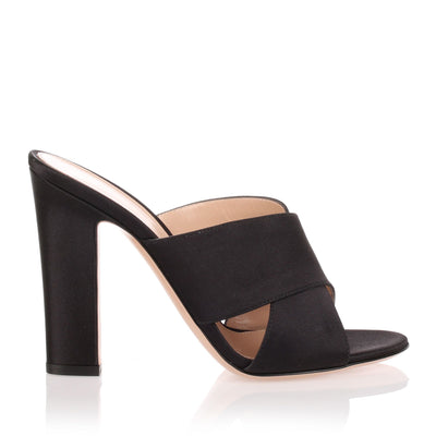 Black silk mule