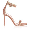 Dark nude and gold suede sandal