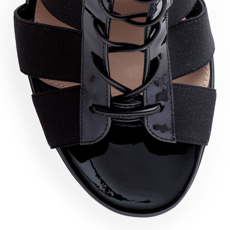Shae 85 black patent lace up sandals