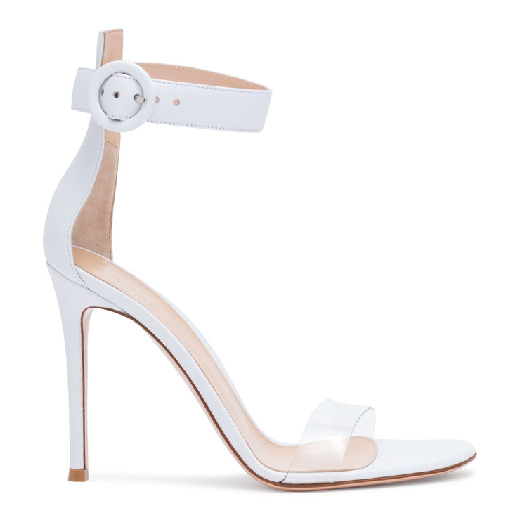 Stella 105 White Plexi Leather Sandals