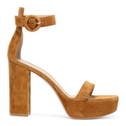 Light brown suede platform sandals