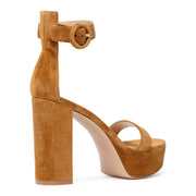 Light brown suede platform sandals