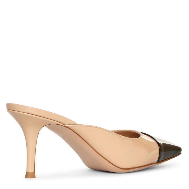 Lucy mule two-tone patent pumps
