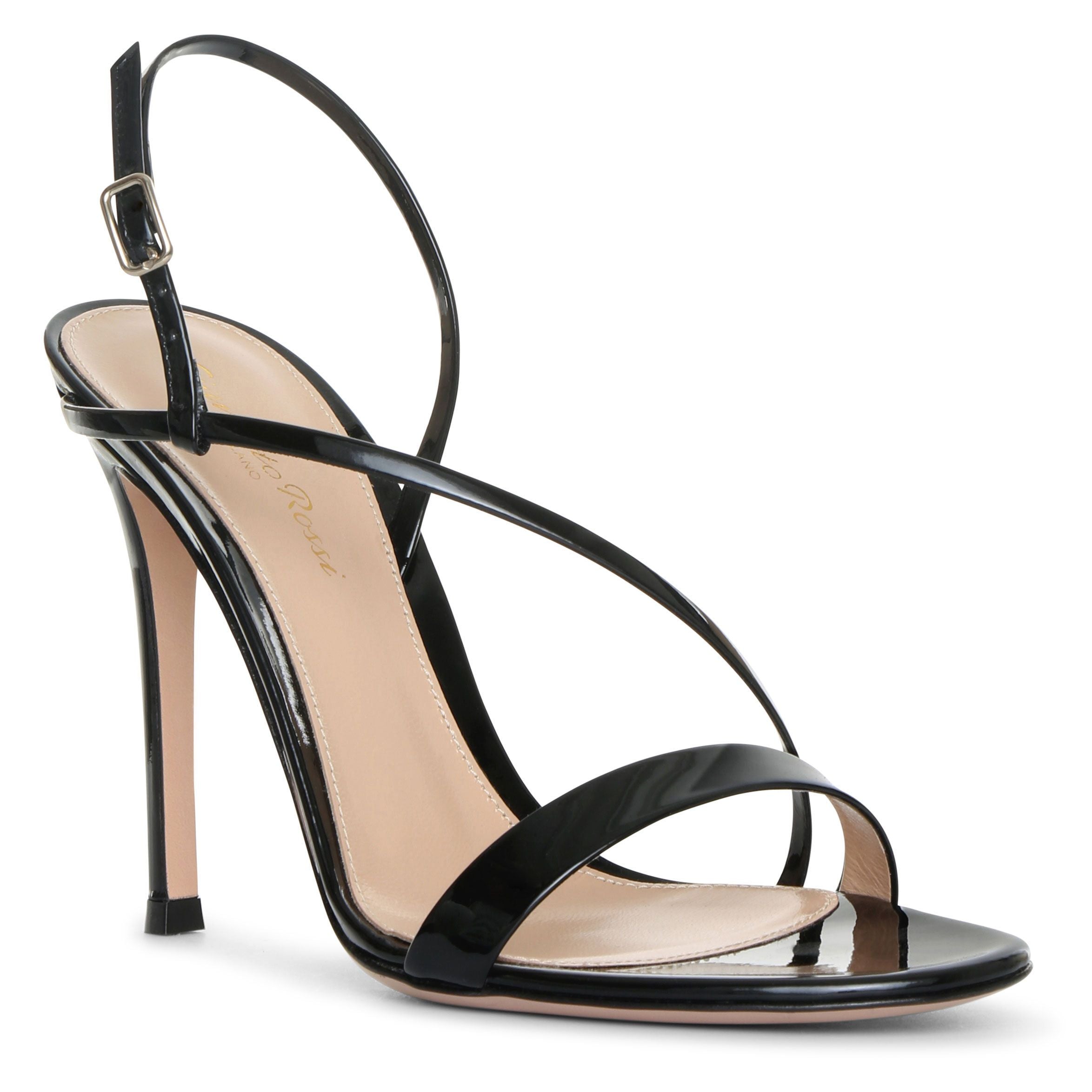 Manhattan 105 patent black leather sandals