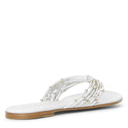 White leather flat thong sandals