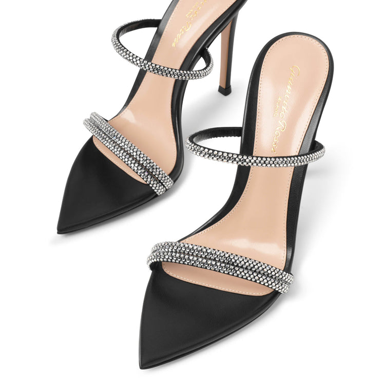 Black crystal 100 mule sandals