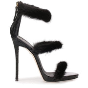 Harmony Winter black fur sandal