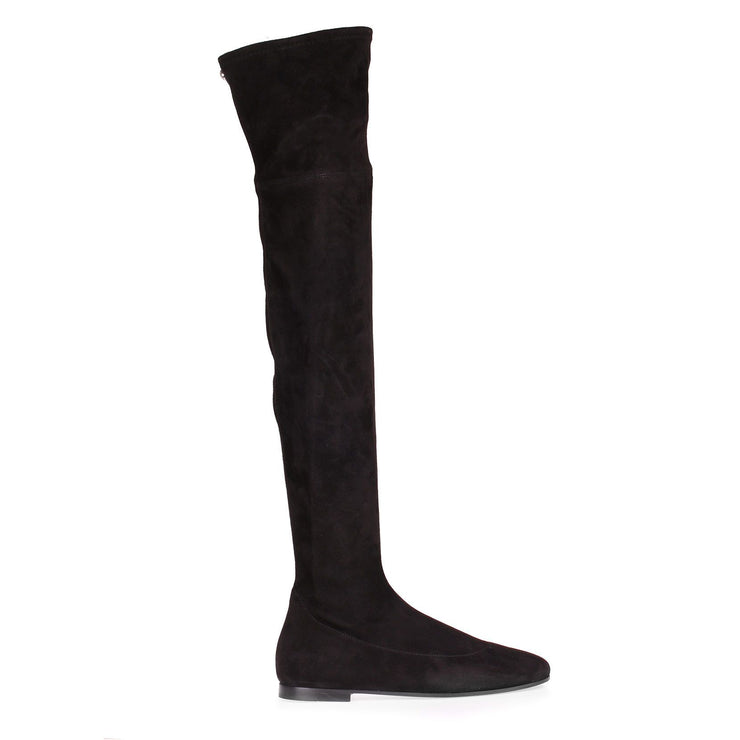 Black suede over-the-knee boot